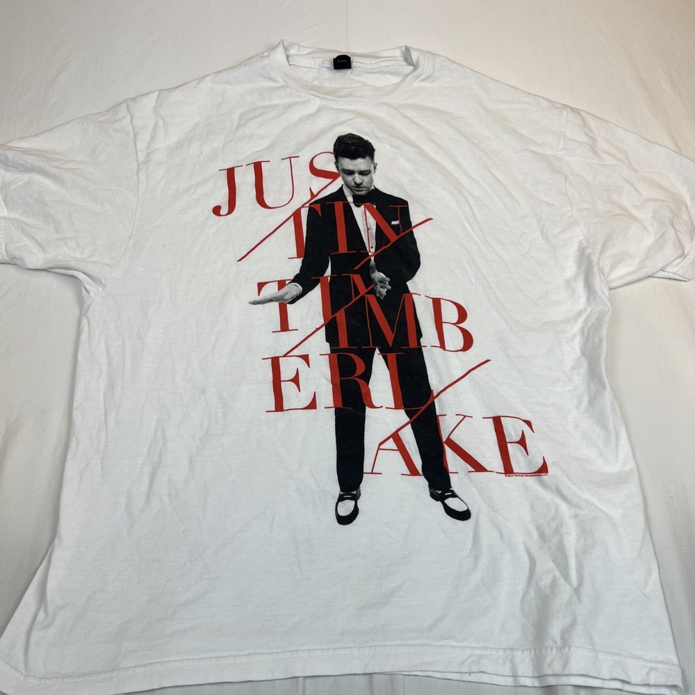 Justin Timberlake 2013 Summer Tour T-Shirt XL White Tultex Concert Graphic Tee